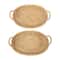 Hello Honey® Decorative Handwoven Oval Seagrass and Rattan Trays with Handles Set